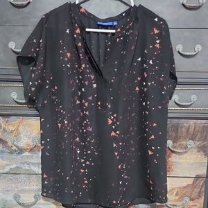 Apt. 9 Black Blouse with Red and Purple Butterfly Design